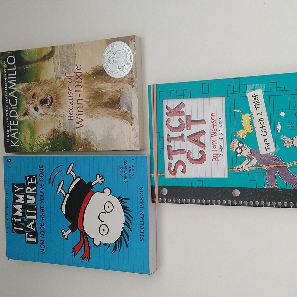 Three softcover books for children ages 8 to 12